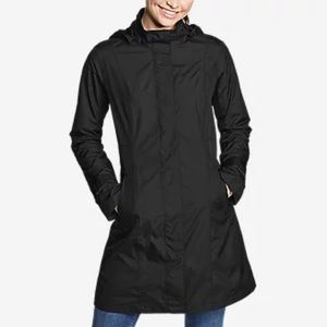 Long Black Eddie Bauer Rain Coat Trench